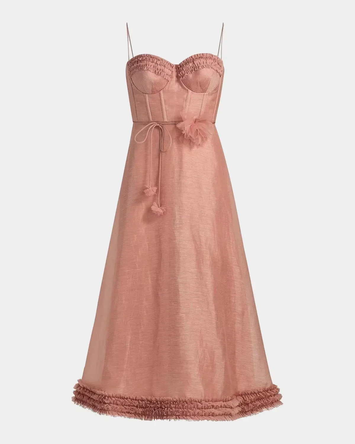 Kindred Spirit Luna Floral Linen Ruffle Midi Dress