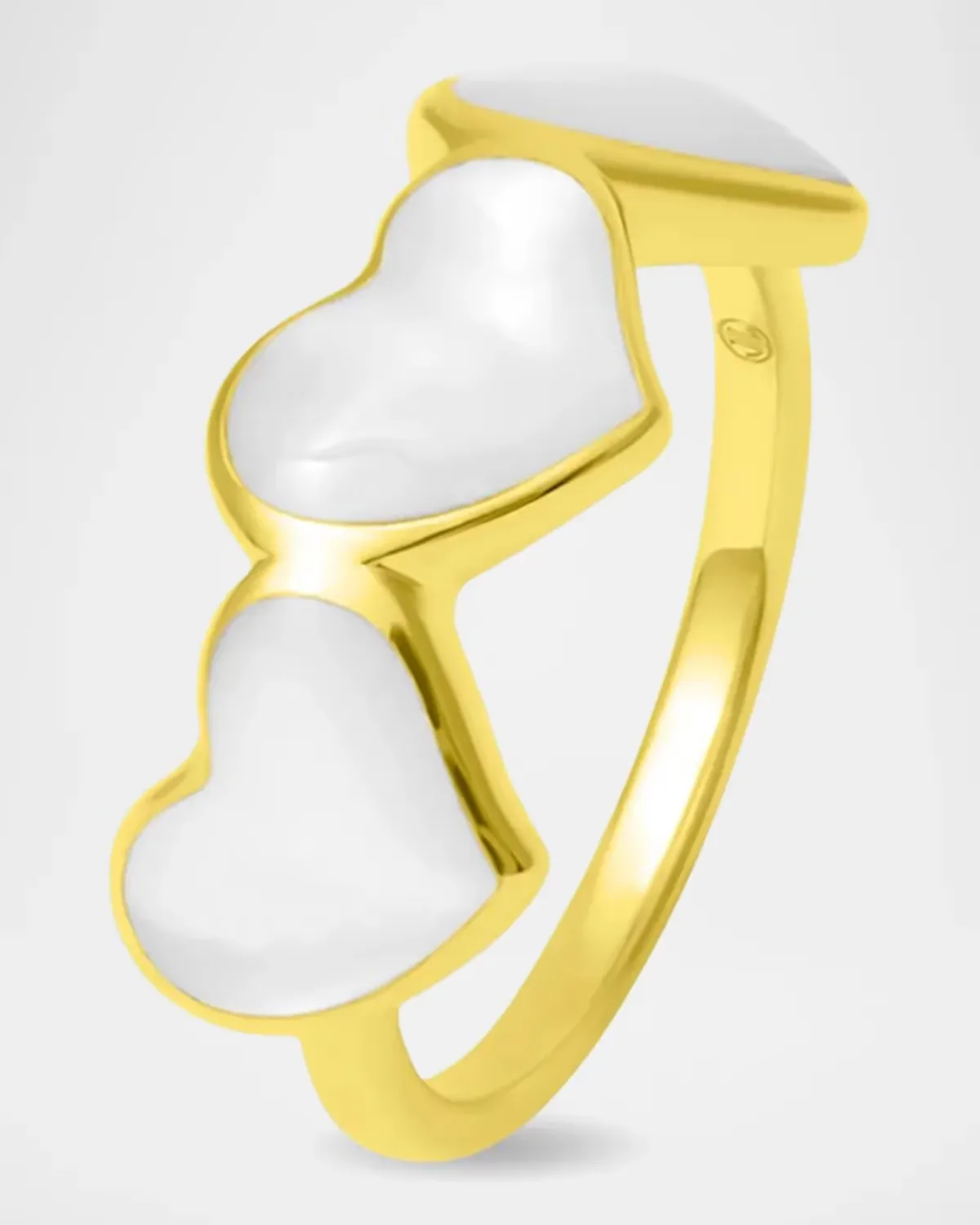 18K-Gold-Plated Sterling Silver & Mother-Of-Pearl Triple Heart Ring by Jan Leslie