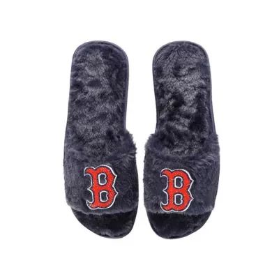 Boston Red Sox MLB Boston Sox Rhinestone Fuzzy Slippers by FOCO