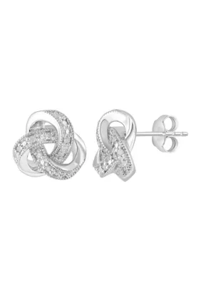 1/10 Diamond Knot Earrings in Sterling Silver by Effy