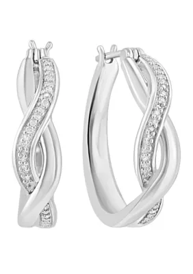 1/10 ct. t.w. Diamond Twisted Hoop Earrings in Sterling Silver by Effy