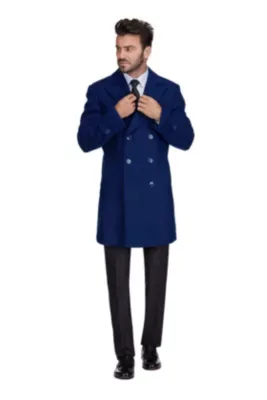 Braveman Double Breasted Pea Coat Wool Blend Dress Jacket Peacoat