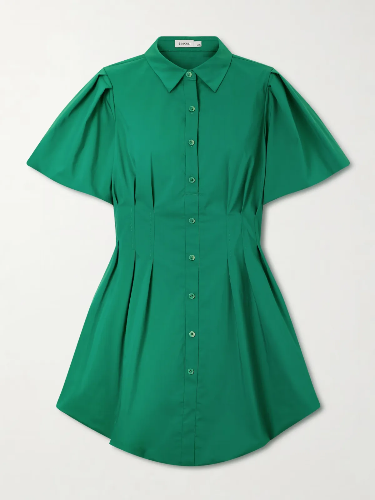 - Cleo Pleated Cotton-blend Poplin Mini Dress -