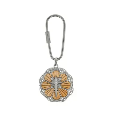 Symbols of Faith Rose Gold Tone & Silver Tone Round Star of Bethlehem Keychain by Symbols of Faith