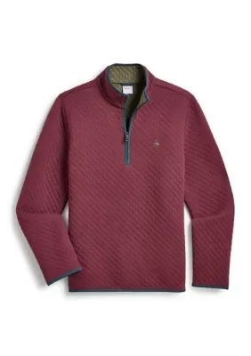 Cotton Blend Diamond-Quilted Half-Zip Pullover