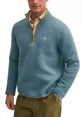 Cotton Blend Diamond-Quilted 1/2-Zip Pullover by Brooks Brothers