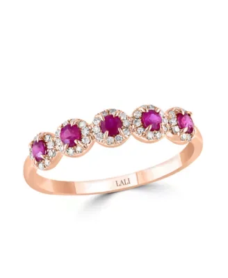 14K Gold Diamond and Precious Gemstone Ring by Lali Jewels