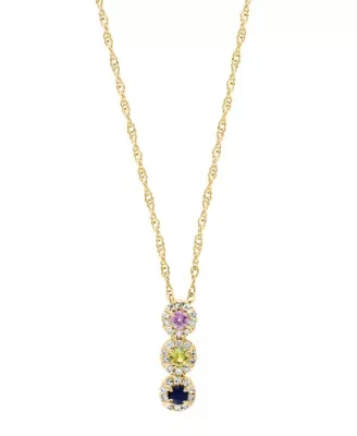 14K Gold Diamond and Precious Gemstone Pendant with Chain, 18 In by Lali Jewels