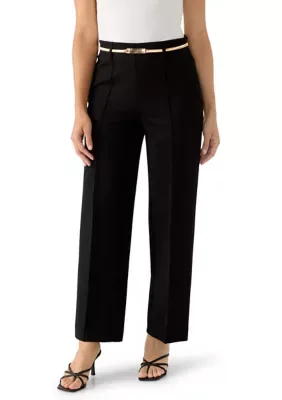 Belted Hollywood Waist Pintuck Wide Leg Pants by Anne Klein