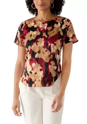 Short Sleeve Bateau Neck Blouse by Anne Klein
