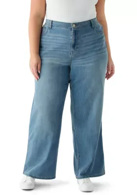 Ultra Cozy Elastic Back Wide Leg Jeans by Vanilla Star