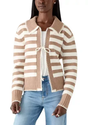 OLIVE + OAK Striped Tie-Front Cardigan by Olive  Oak