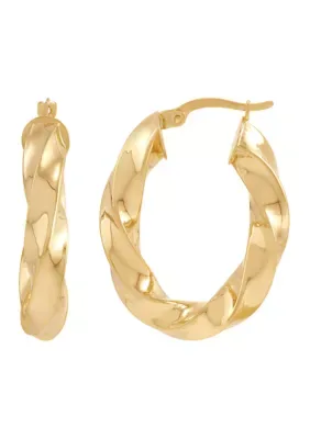 Twisted Hoop in 10K Yellow Gold Over Sterling Silver by Belk & Co