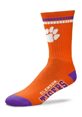 NCAA Clemson Tigers 504 4-Stripe Deuce Crew Socks by Colosseum