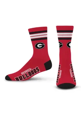NCAA Georgia Bulldogs 4-Stripe Crew Socks by Fbf Originals