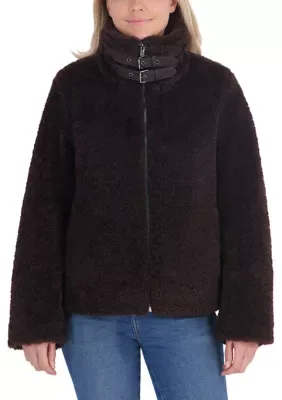 Faux Shearling Zip Moto Jacket by Calvin Klein