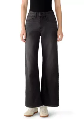 Studded Black Wash Wide Leg Jeans by Vanilla Star