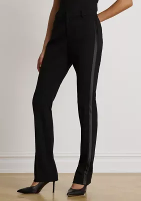 Satin-Trim Wool Crepe Straight Pants by Ralph Lauren