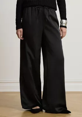 Satin Charmeuse Wide-Leg Pants