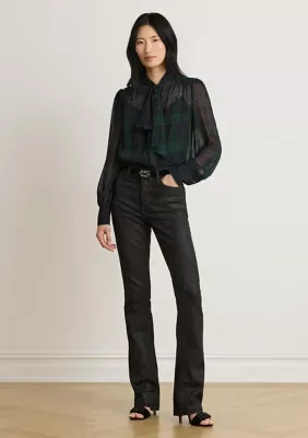 Black Watch Georgette Tie-Neck Blouse by Ralph Lauren