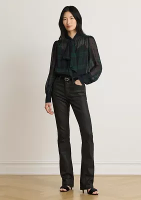 Lauren Ralph Lauren Black Watch Georgette Tie-Neck Blouse by Ralph Lauren