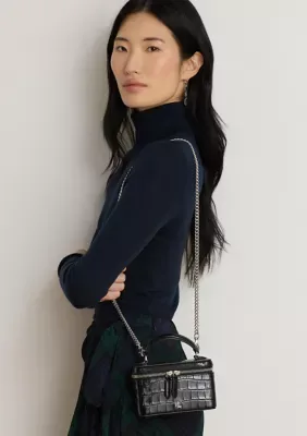 Croc-Embossed Small Hallee Crossbody Bag by Ralph Lauren