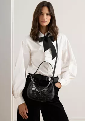 Embossed Medium Marcy Zip Shoulder Bag by Ralph Lauren