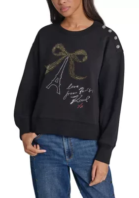 Bow Eiffel Tower Graphic Sweatshirt by Karl Lagerfeld