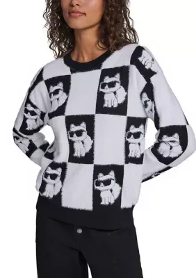 Checkerboard Choupette Sweater by Karl Lagerfeld