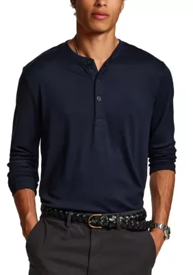Vintage & Black Long Sleeve Soft Stretch Henley Shirt by Vintage & Black