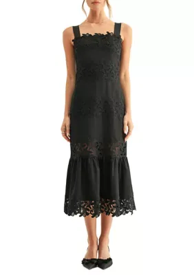 Davina Lace Inserted Sleeveless Midi Dress