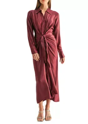 Kannon Tied Front Midi Shirtdress