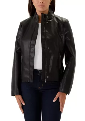 Faux Leather Full Zip Jacket