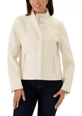 Faux Leather Full Zip Jacket
