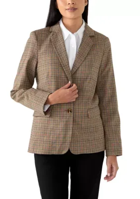 Tie Front Glen Plaid One-Button Jacket by Tahari