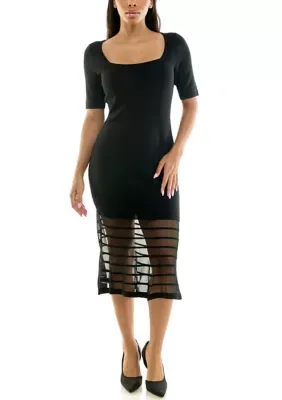Leonard Square Neck Jacquard Sheath Dress by Nina