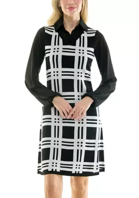 Leonard Twofer Jacquard Balloon Sweater Dress by Nina