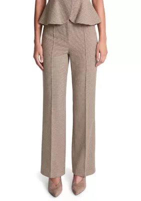 Pull on Houndstooth Pintuck Trousers by Kenneth Cole