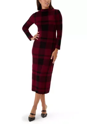 Plaid Sweater Sheath Dress by Sandra Darren