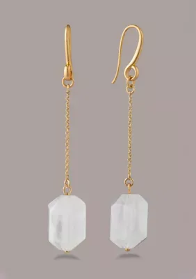 Gold Plated Quartz Crystal Linear Earrings by Donna Karan New York