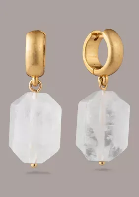 Gold Plated Quartz Huggie Hoop Earrings by Donna Karan New York