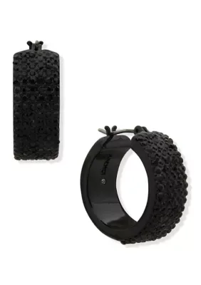 Pav Jet Wide Hoop Earrings by DKNY