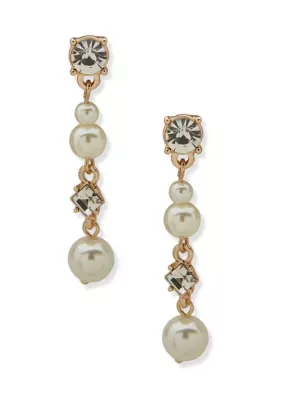 Pearl Stone Cluster Linear Earrings by Anne Klein