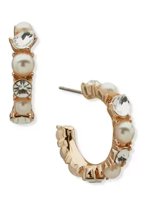 Pearl Stone Cluster C-Hoop Earrings