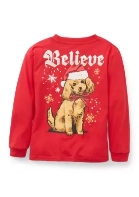 Santa Dog Graphic Long Sleeve Shirt by Benny & Belle