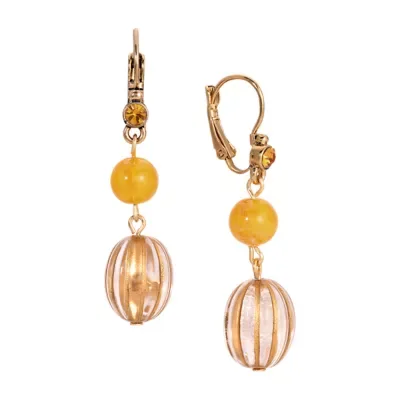 Gold Tone Bead Drop with Topaz Crystal Earrings by 1928 Jewelry