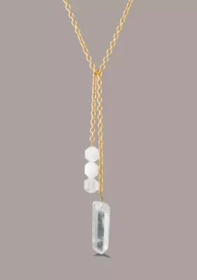 24k Gold Plated Quartz Crystal Y Necklace, 18 In by Donna Karan New York