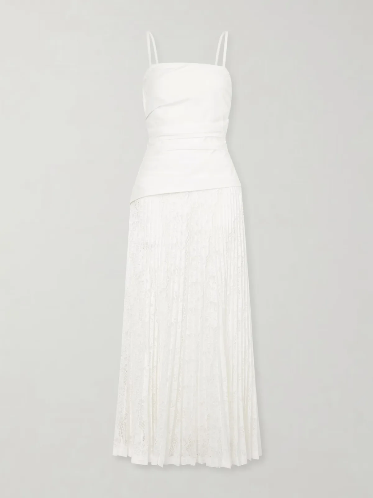- Annalise Pleated Lace And Cotton-poplin Midi Dress -