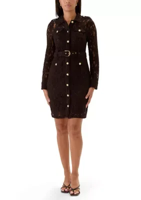 Lace Button Front Shirtdress by Tahari