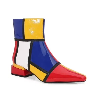 Dakota Patchwork Multi Color Heel Bootie